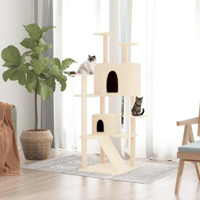 VidaXL Kattenmeubel met sisal krabpalen 153 cm crèmekleurig