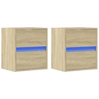 Tv-wandmeubels met LED 2 st 41x31x45 cm sonoma eikenkleurig - thumbnail