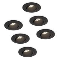 Set van 6 Philadelphia LED inbouwspots - Dimbaar - Incl. GU10 - 4000K - 4 Watt - Zwart - Kantelbaar - IP20 voor binnen - Rond - thumbnail