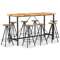 9-delige Barset massief acaciahout en massief gerecycled hout - thumbnail