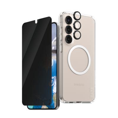 PanzerGlass CARE Flagship 3-in-1 Set (hoesje + beschermglas) Samsung Galaxy S25+ Transparant, Zwart Inductieve lading, Stootbestendig PanzerGlass CARE Flagship 3-in-1 Set (hoesje + beschermglas) Samsung Galaxy S25+ Transparant, Zwart Inductieve lading, Stootbestendig