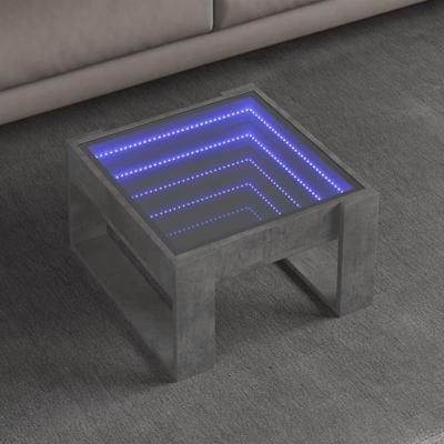 Salontafel met Infinity LED 50x53x30 cm betongrijs