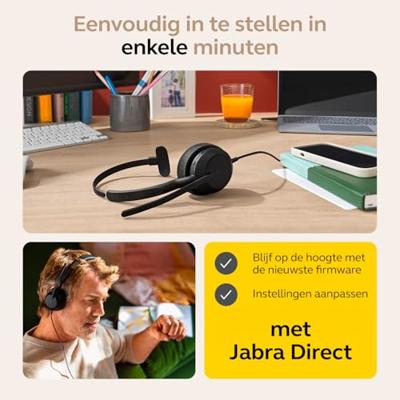 Jabra Evolve2 50 On Ear headset Kabel, Bluetooth Mono Zwart Ruisonderdrukking (microfoon), Noise Cancelling Headset, Mono, Microfoon uitschakelbaar (mute),