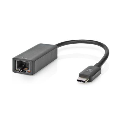Nedis CCGB64960BK02 Usb-netwerkadapter Usb 3.2 Gen 1 2.5 Gbps Usb-c™ Male Rj45 Female 0.20 M Rond Vernikkeld Vertind-koper Zwart Doos