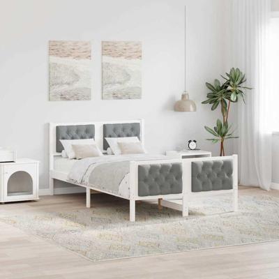 Bedframe met hoofdeinde Lichtgrijs 120 x 200 cm Stof Bedframe met hoofdeinde Lichtgrijs 120 x 200 cm Stof