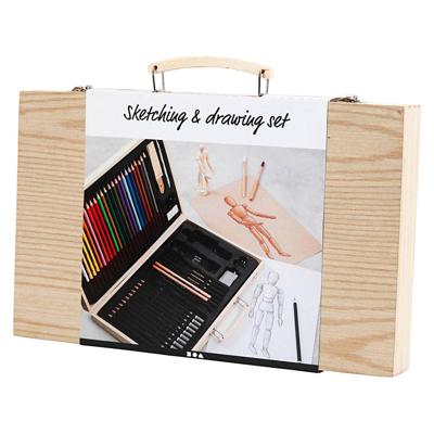 Creativ Company Schets en tekenset in houten koffer Creativ Company Schets en tekenset in houten koffer