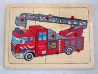 Playwood Houten noppenpuzzel brandweer, 9st. - thumbnail