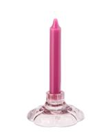 HEMA Kandelaar 9.7x5cm glas roze bloem (roze) - thumbnail