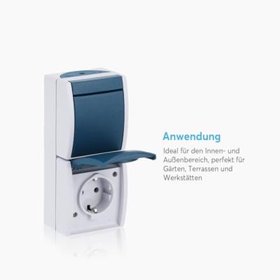 Busch-Jaeger 2601/6/20 EW-53 Ocean (opbouw) Schakel-/stopcontact combinatie spatwaterdicht Blauw, Groen