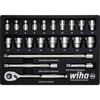 Wiha Ratelsleutelset | 3/8" | 23-delig | incl. schuiminzetstuk - 44708 - 44708 Wiha Ratelsleutelset | 3/8" | 23-delig | incl. schuiminzetstuk - 44708 - 44708