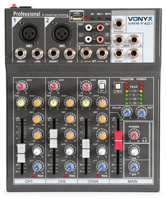 Vonyx VMM-F401 4-kanaals mixer met USB & MP3-speler