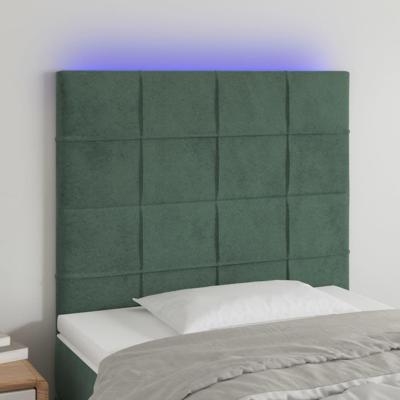 Hoofdbord LED 90x5x118/128 cm fluweel donkergroen