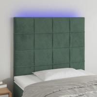 Hoofdbord LED 90x5x118/128 cm fluweel donkergroen - thumbnail