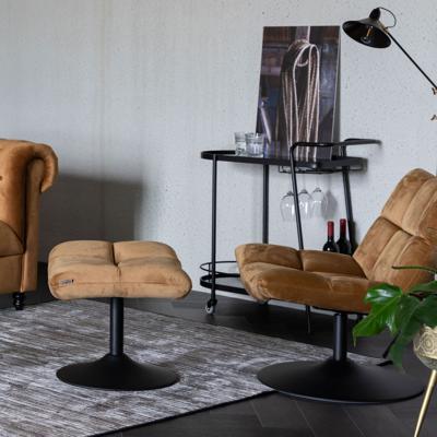 Dutchbone Hocker 'Bar' Velvet, kleur Goud