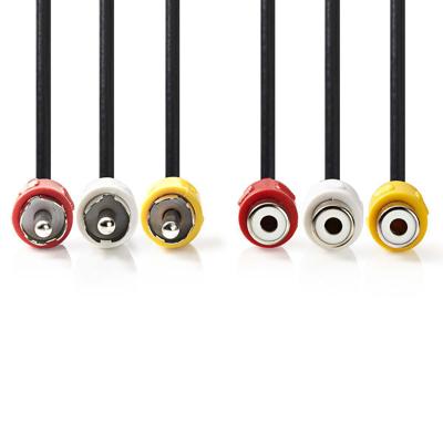 Composiet Videokabel | 3x RCA Male - 3x RCA Female | 3,0 m | Zwart