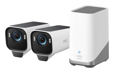 eufy Security eufyCam S3 Pro 2-Cam kit Solar Security Camera Outdoor Draadloos, Kleur Nachtzicht, 4K Resolutie, Forever Power 2.0, Gezichtsherkenning AI, Uitbreidbare Lokale Opslag