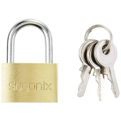 Sygonix SY-5045282 Hangslot 24.7 mm Deels gelijksluitend Goud-geel Sleutelslot