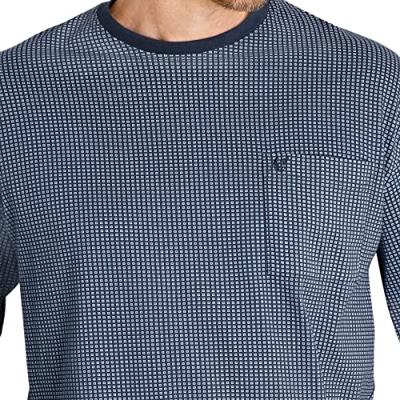 Blauwe heren pyjama blokjesdesign Hajo