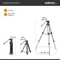 walimex pro EI-9901 Pro videostatief met opbergtas en snelwisselplaat, 134 cm - thumbnail