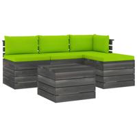 vidaXL 5-delige Loungeset met kussens pallet massief grenenhout - thumbnail