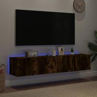 Tv-wandmeubels met LED 2 st 80x35x31 cm gerookt eikenkleurig - thumbnail