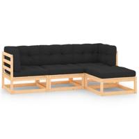 4-delige Loungeset massief grenenhout - thumbnail
