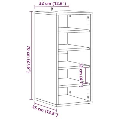 Schoenenkast 32x35x70 cm bewerkt hout artisanaal eikenkleur