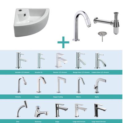 FonteinPack Pallas 44.5x32.5x13 cm Chroom (Keuze uit 20 kranen)