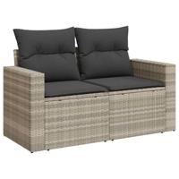 6-delige Loungeset met kussens poly rattan lichtgrijs - thumbnail