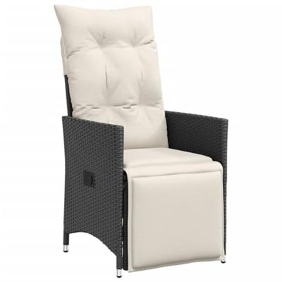 3-delige Bistroset met kussens poly rattan zwart - thumbnail