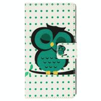 Uil patroon lederen hoesje met houder & opbergruimte voor pinpassen & portemonnee voor Nokia Lumia 930 - thumbnail