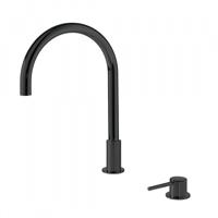 Wastafelmengkraan Tres Study Inbouw 1-Hendel Uitloop Gebogen 21.5 cm Rond Mat Zwart Tres - thumbnail