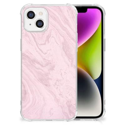 iPhone 14 Anti-Shock Hoesje Marble Pink - Origineel Cadeau Vriendin