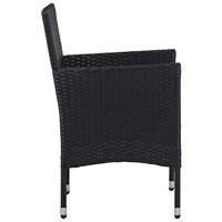 3-delige Tuinset poly rattan en gehard glas zwart - thumbnail