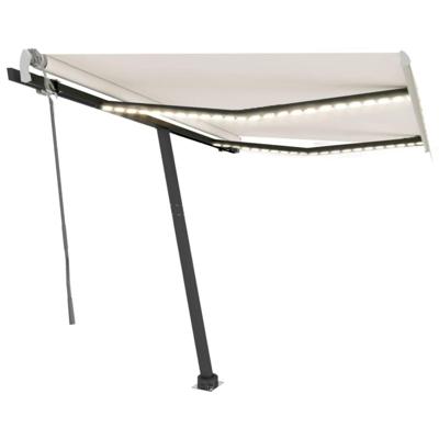 Luifel handmatig uittrekbaar met LED 350x250 cm crèmekleurig