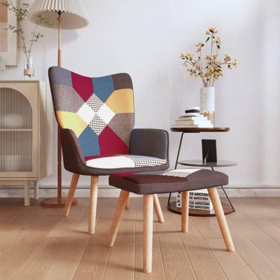 Relaxstoel met voetenbank patchwork stof