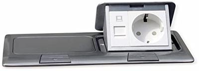 LEDmaxx 105627 2-voudig Vloerinbouw-contactdoos Met Cat5-bus, Aanraakbeveiliging Aluminium