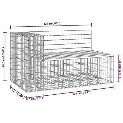 Tuinbank schanskorfontwerp 122x71x65,5 cm massief grenenhout