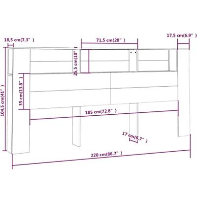Hoofdbordkast 220x18,5x104,5 cm grijs sonoma eikenkleurig