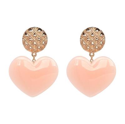 Perzik hart oorbellen retro serie acryl Stud Oorbellen voor vrouwen (huid roze)