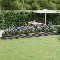 VidaXL Plantenbak 523x140x36 cm gepoedercoat staal grijs - thumbnail