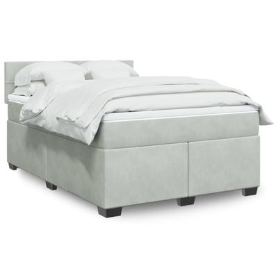 Boxspring met matras fluweel lichtgrijs 160x200 cm - thumbnail
