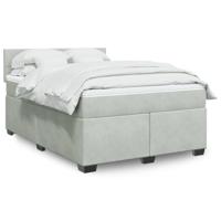 Boxspring met matras fluweel lichtgrijs 140x190 cm - thumbnail