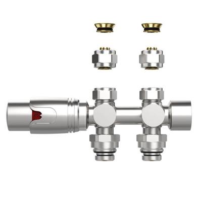 Belrad Radiatorkraan - 19.8x4.3 - thermostatisch - muur- en vloeraansluting - 1/2MX16/2 M30 - geborsteld rvs BLR301