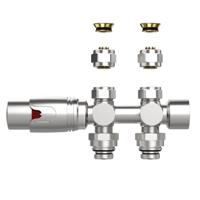 Belrad Radiatorkraan - 19.8x4.3 - thermostatisch - muur- en vloeraansluting - 1/2MX16/2 M30 - geborsteld rvs BLR301 - thumbnail