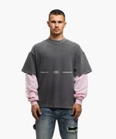 Jorcustom Uncommon Minds Double Layered Longsleeve T-Shirt Heren Donkergrijs/Roze - Maat S - Kleur: DonkergrijsRoze | Soccerfanshop - thumbnail