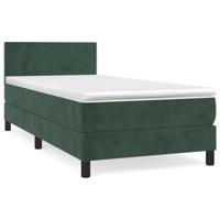Boxspring met matras fluweel donkergroen 90x190 cm - thumbnail