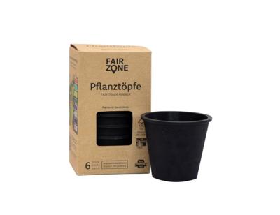 Fairzone Plantenpotten - natuurrubber - zwart - 6 stuks