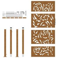 Poort met vlamontwerp 105x180 cm weervast staal - thumbnail