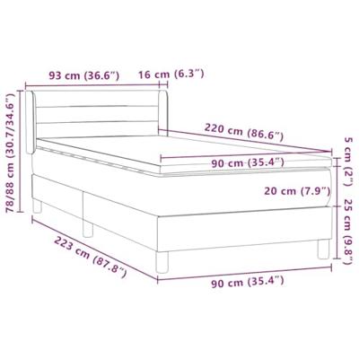 Boxspring met matras fluweel donkergrijs 90x220 cm